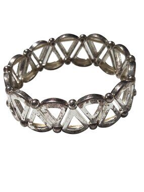 Vintage Geometric Openwork Bracelet Art Deco Chunky Modernist Fashion Jewelry